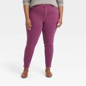 NWT Ava&Viv women’s purple high-rise skinny ankle jeans. Size 24W/Regular length